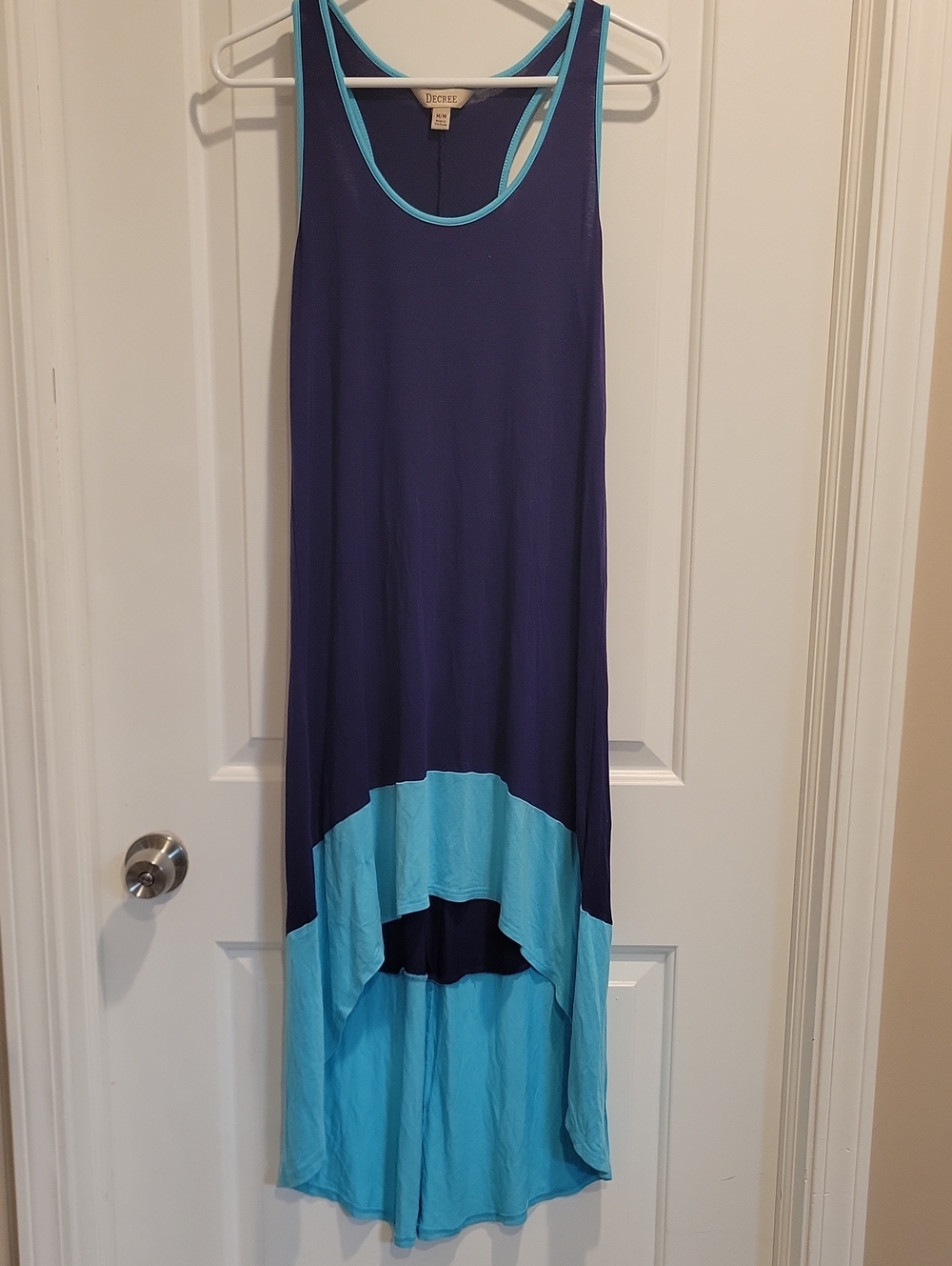 Decree Navy and Aqua High-Low Tank Dress